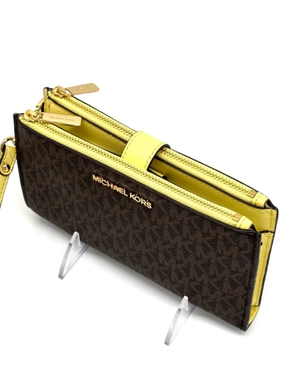 Michael Kors Large Jet Set Travel Logo Double Zip Wallet Buttercup